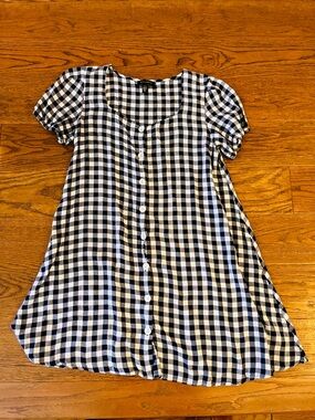 QED London Black and White Gingham Midi Dress